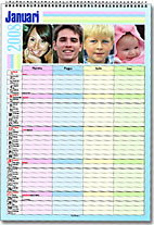 Exempel på en fotokalender som familjealmanacka